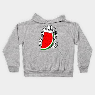 Free Palestine Watermelon Keffiyeh - Wrapped - Double-sided Kids Hoodie